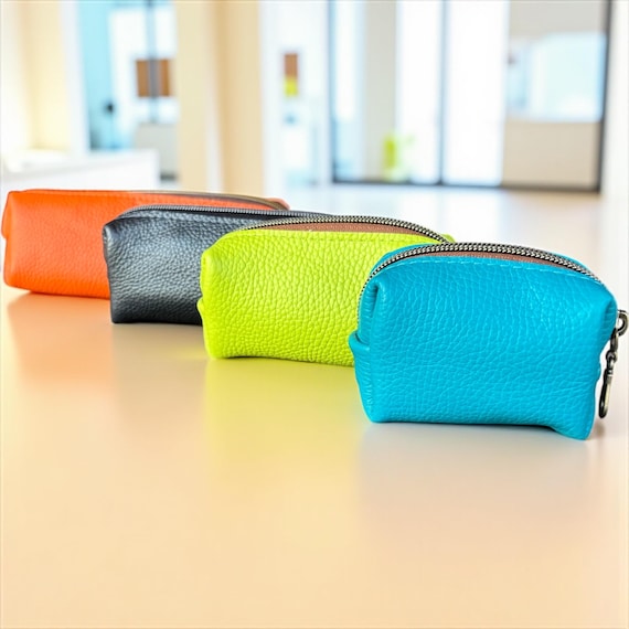 Authentic Full Grain Leather Coin, Pen, Pencil, Chapstick, Hand Sanitizer & Purse/Bag Catch-All  Toiletries Made in the USA