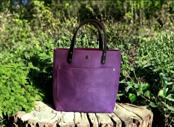 Full Grain Real Leather Authentic Grape Leather RokStar Cross-Body/Handbag