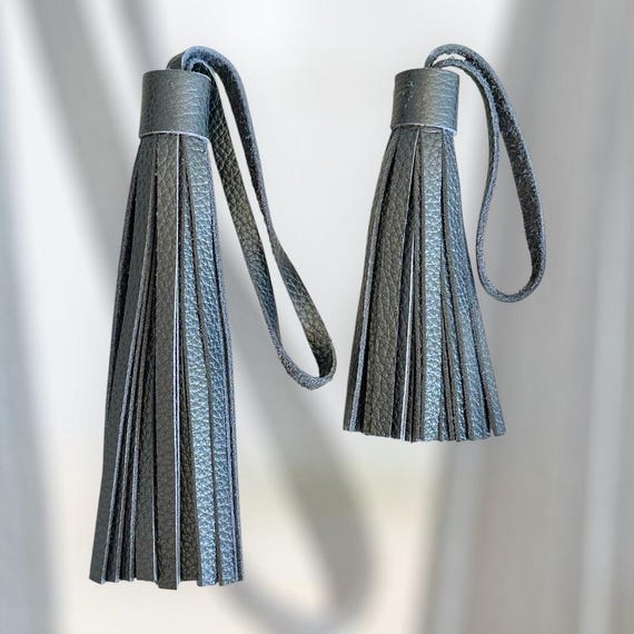 Full Grain Real Authentic Pewter Leather Tassels