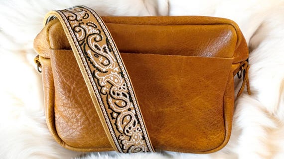 Full Grain Real Leather Zipper Saddle Harper Camera Bag Crossbody or Shoulder Bag Purse