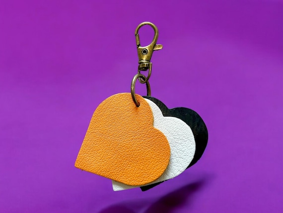 Full Grain Authentic Leather Halloween Heart Charms