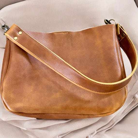 Full Grain Real Leather Authentic Saddle 1975 Boho Crossbody or Shoulder Bag Purse - Small