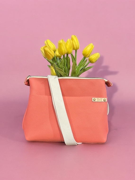Full Grain Authentic Real Leather Zipper Flamingo Mini Stevie Crossbody or Shoulder Bag Purse