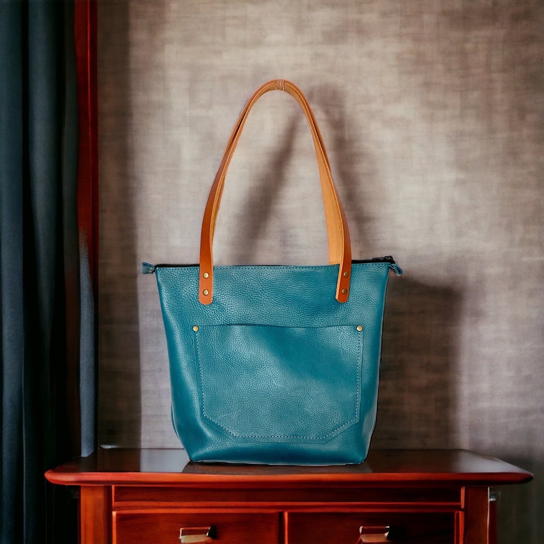 Authentic Zipper Pebbled Turquoise Leather Tote Bags-sm/md/lrg/xlrg - Etsy