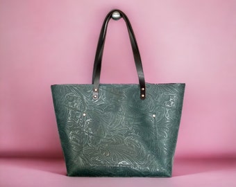 Authentic Embossed Mediterranean  Leather Classic Tote Bags-Sm/Md/Lrg/XLrg