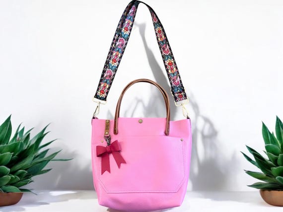 Full Grain Real Leather Authentic Candy Pink Leather RokStar Cross-Body Purse Handbag
