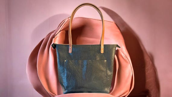 Full Grain Real Leather Zipper Black Dog Leather Tote Bags-Small-Medium-Large-Extra Large