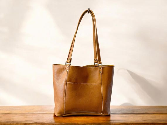 Full Grain Authentic Real Leather Saddle Leather Bazzar Tote Bags