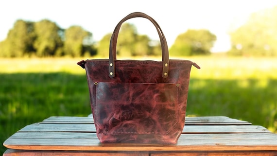 Full Grain Real Leather Zipper Rushmore Red RokStar  Crossbody or Shoulder Bag Purse