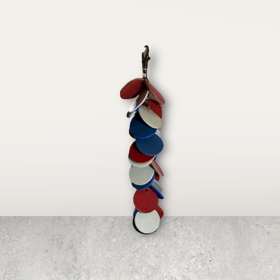 Full Grain Authentic Leather Red, White &Blue Circle Tassels