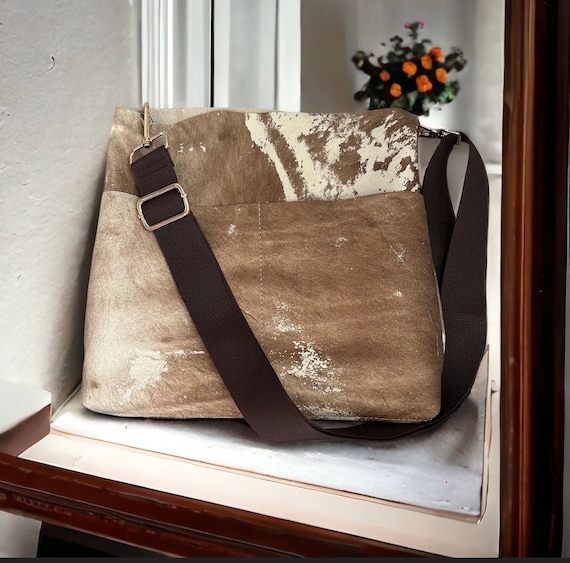 Full Grain Real Leather Vintage Hairless Cowhide Super Stevie Crossbody or Shoulder Bag Purse