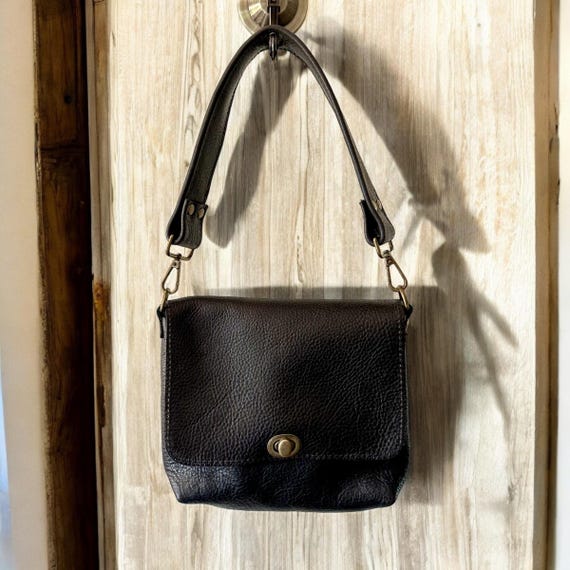 Full Grain Real Leather Authentic Black Rae Crossbody or Shoulder Bag Purse