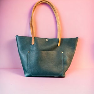 Authentic Dark Teal Leather Classic Tote Bags-Sm/Md/Lrg/XLrg image 1