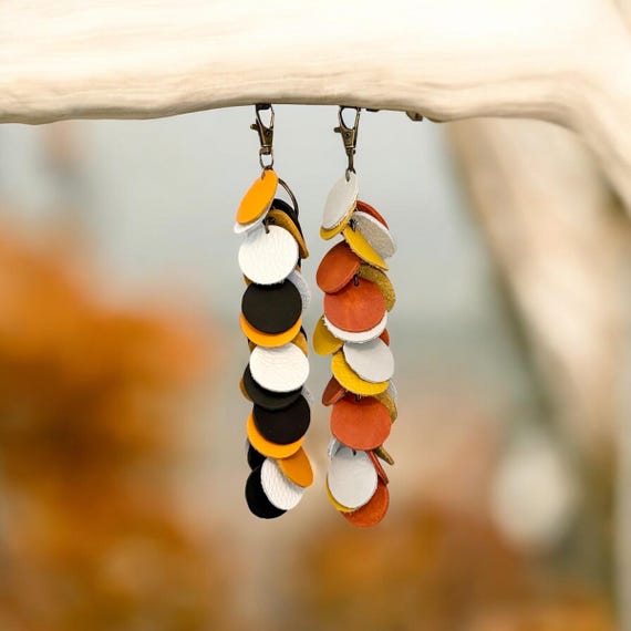 Full Grain Authentic Leather Halloween Circle Tassels