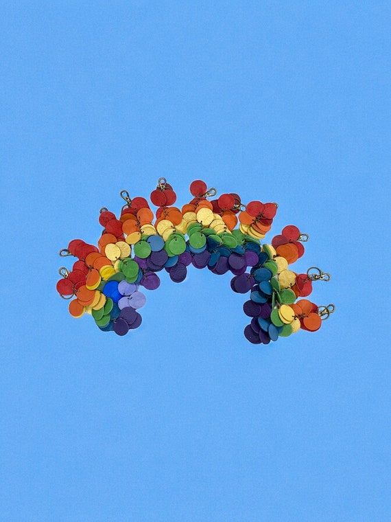 Full Grain Authentic Leather Rainbow Circle Tassels