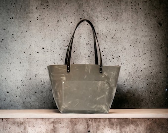 Authentic Slate Grey Leather Classic Tote Bags-Sm/Md/Lrg/XLrg