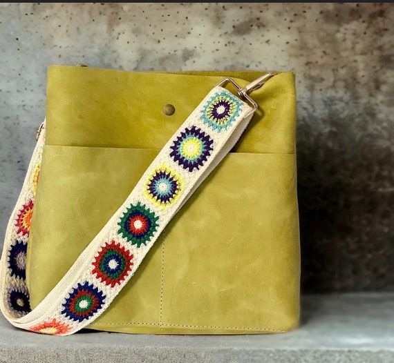 Full Grain Real Leather Authentic Peridot Green Super Stevie Crossbody or Shoulder Bag Purse