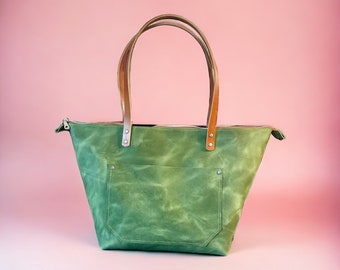Authentic Cross-Body Green Grass Leather Classic Tote Bags-Sm/Md/Lrg/XLrg