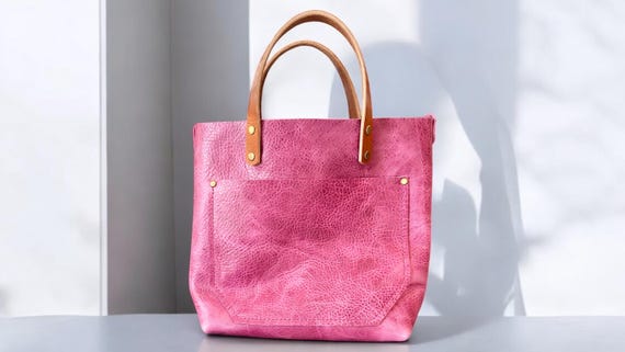Full Grain Real Leather Authentic Pink Dog Rokky Leather Cross-Body/Handbag