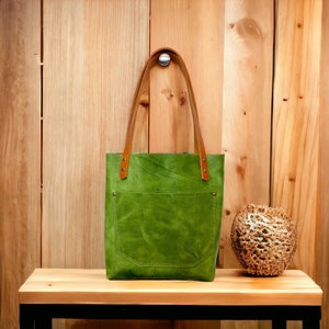 Authentic Zipper Granny Smith Leather Classic Tote Bags-Sm/Md/Lrg/XLrg