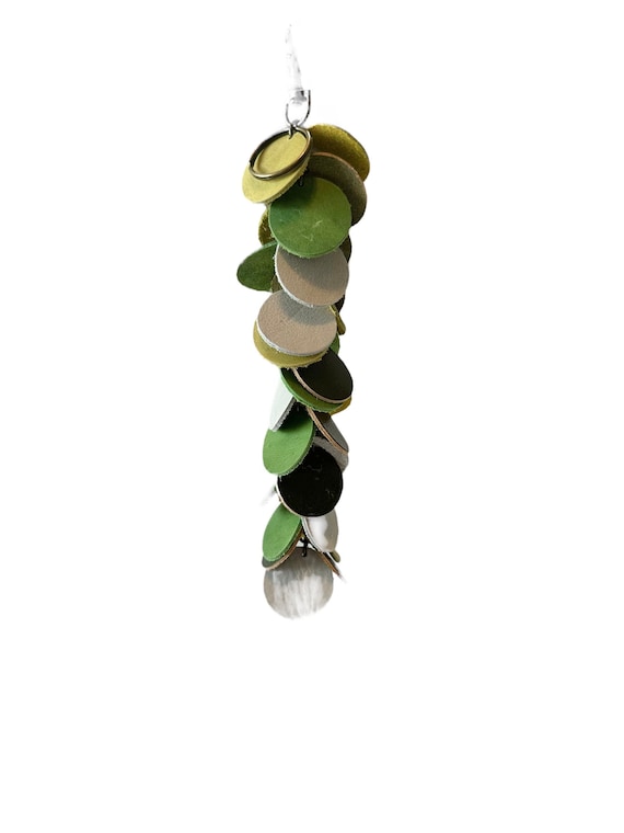 Full Grain Authentic Leather Green Circle Tassels