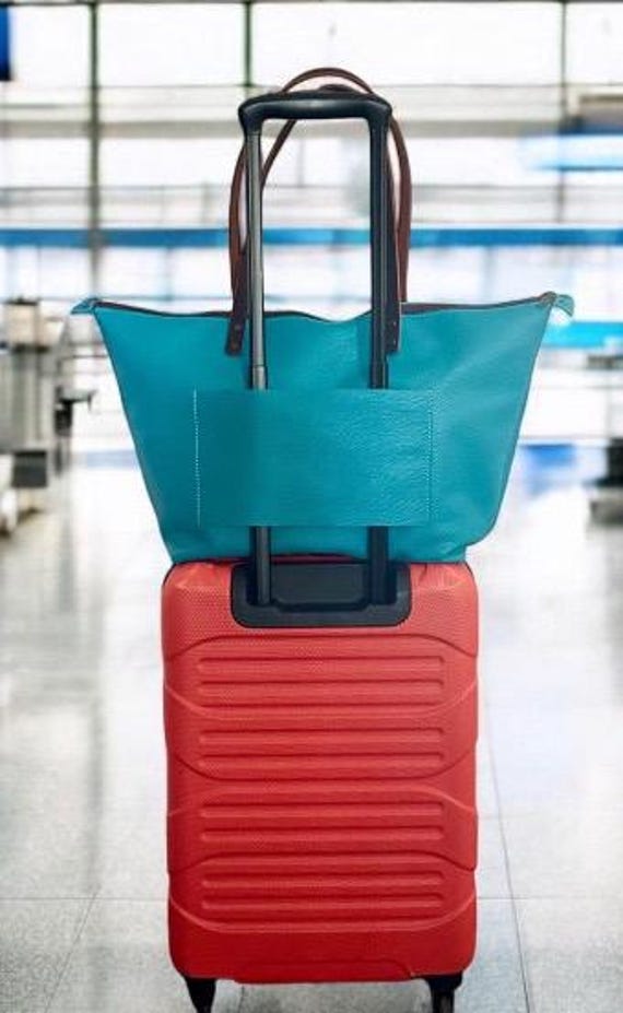 Full Grain Real Leather Travel Zipper Aruba Leather Tote Bags With Trolly Suitcase Sleeve-Small-Medium-Large-Extra Large
