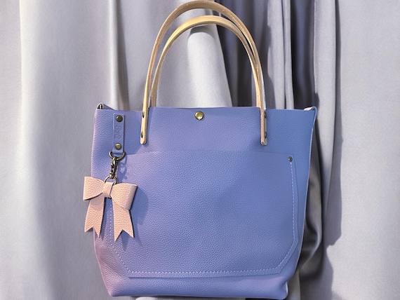 Full Grain Real Leather Authentic Pebbled Lavender Purple Leather RokStar Cross-Body Purse Handbag