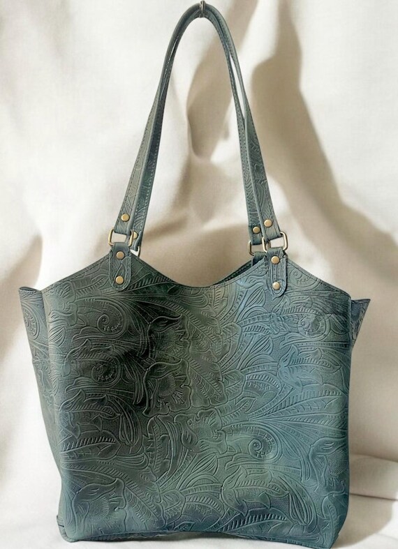 Full Grain Authentic Real Leather Embossed Mediterranean Leather Kahuna Tote Bags