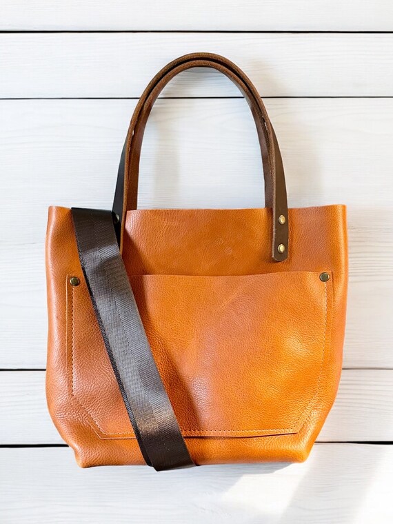 Full Grain Real Leather Autumn Orange RokStar Crossbody or Shoulder Bag Purse
