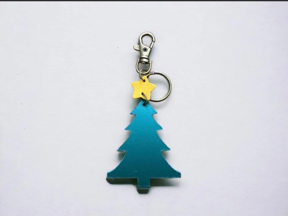Full Grain Authentic Leather Christmas Tree No Trunk Bag Charm