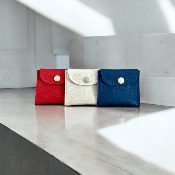 Genuine Authentic Real Leather Hazel Coin Pouch Red, White & Blue USA 4th of July