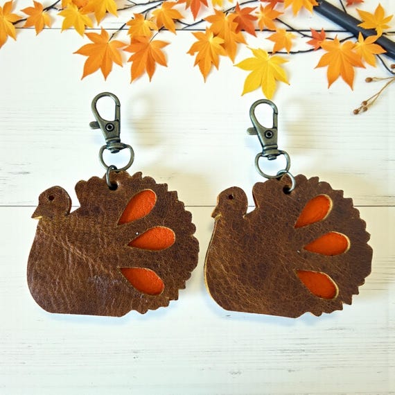 Authentic Leather Thanksgiving Turkey Tassel Flair Charm