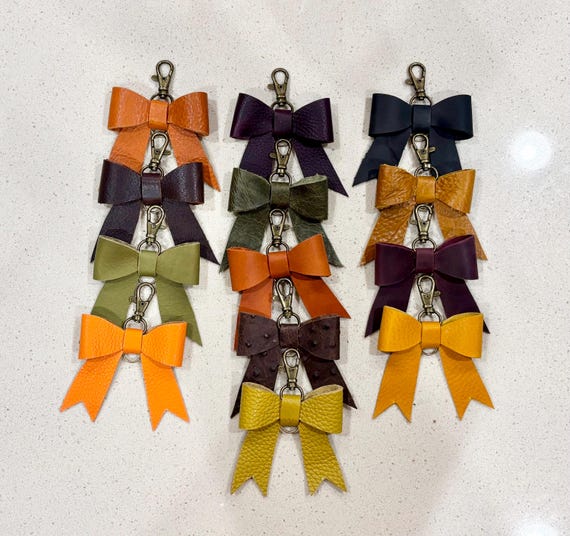 Real Leather Fall Autumn Leather Bow -Tote Bag, Tassel, Halloween, Fall, Thanksgiving