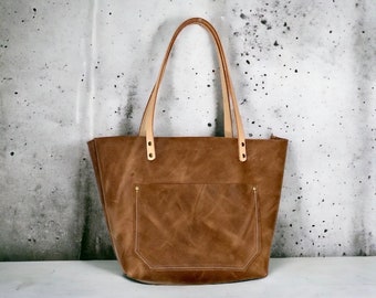 Authentic Zipper Chocolate Leather Tote Bags-Sm/Md/Lrg/XLrg