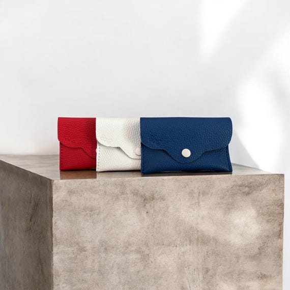 Genuine Authentic Real Leather Trudy Wallet Pouch Red, White & Blue USA 4th of July