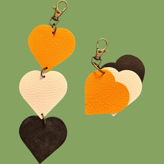 Full Grain Authentic Leather Halloween Heart Charms