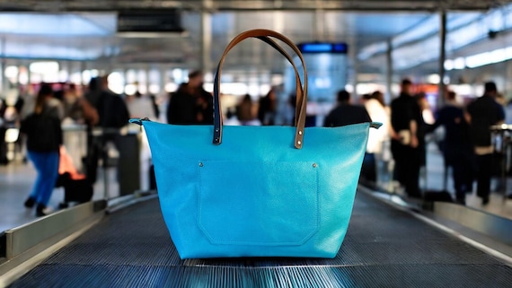 Full Grain Real Leather Travel Zipper Aruba Leather Tote Bags With Trolley Suitcase Sleeve-Small-Medium-Large-Extra Large