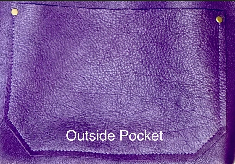 Authentic Zipper Pebbled Purple Leather Tote Bags-Sm/Md/Lrg/XLrg image 3