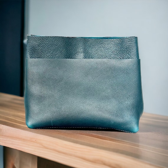 Full Grain Real Leather Authentic Dark Teal Mini Stevie Crossbody or Shoulder Bag Purse