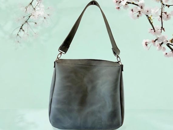 Full Grain Real Leather Zipper Mediterranean 1975 Boho Crossbody or Shoulder Bag Purse - Large