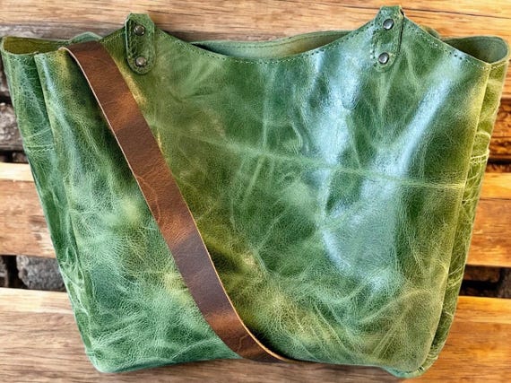 Full Grain Authentic Real Leather Leaf Leather Kahuna Tote Bags