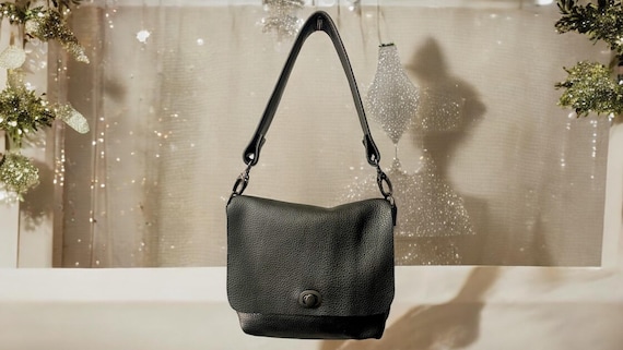 Full Grain Real Leather Authentic Pebbled Pewter Rae Crossbody or Shoulder Bag Purse