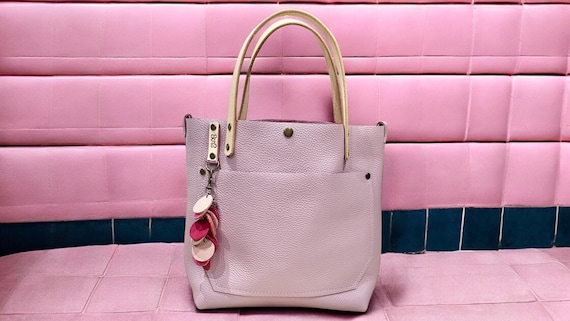 Full Grain Real Leather Pebbled Lilac RokStar Crossbody or Shoulder Bag Purse