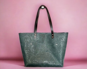 Authentic Zipper Embossed Mediterranean  Leather Tote Bags-Sm/Md/Lrg/XLrg