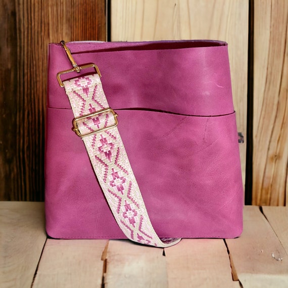 Full Grain Real Leather Authentic Magnetic Pink Stevie Crossbody or Shoulder Bag Purse