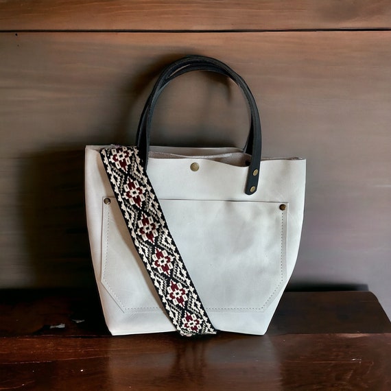 Full Grain Real Leather Authentic Cloud White Leather Rokky Cross-Body/Handbag