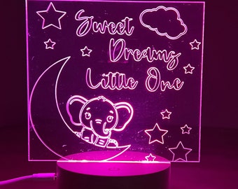 Baby Elephant Night Light, Children's Room, Nursery, Baby Shower Gift, Children's Gift, Birthday Gift