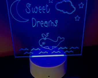 Whale Night Light, Children's Room, Nursery, Baby Shower Gift, Children's Gift, Birthday Gift