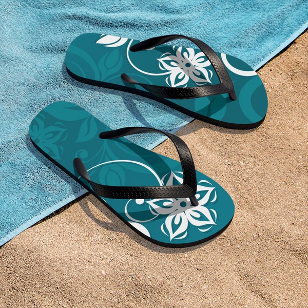 Teal Flip Flops - Etsy