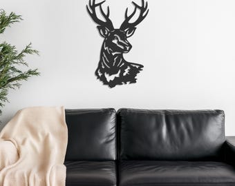 Deer Wall Art, Rustic Wall Decor, Metal Deer Artwork, Wildlife Metal Art, Nature Wall Art, Wall Sculpture, Rustic Home Decor, New Home Gift